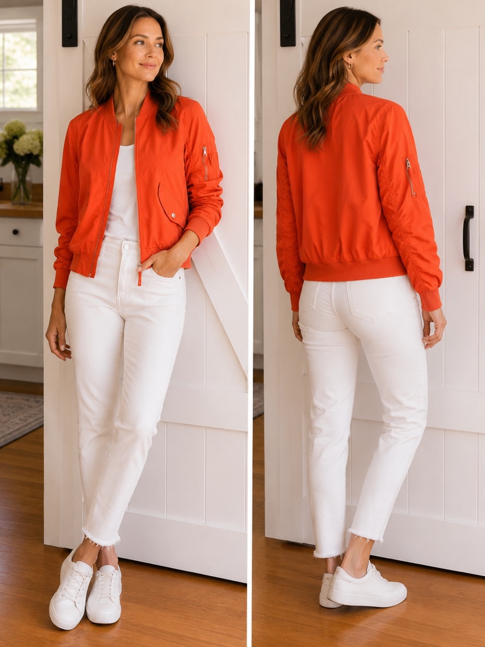 Outer Edge Vibrant Orange Bomber Jacket. BB26